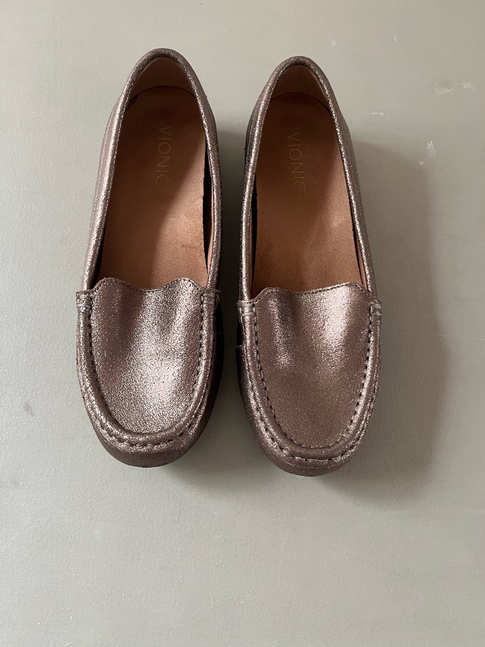 Vionic Metallic Taupe Slip-On Loafers